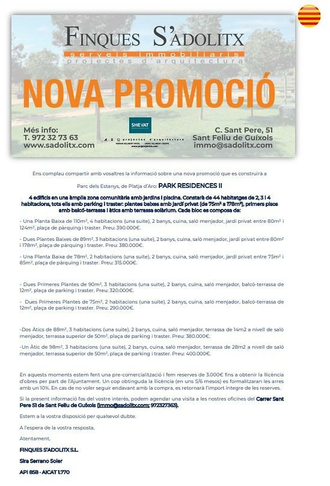 NUEVA PROMOCIÓN PARK RESIDENCES II